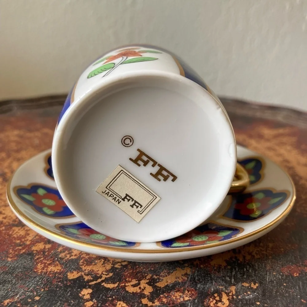 Fitz & Floyd Oriental Flower Demitasse Set